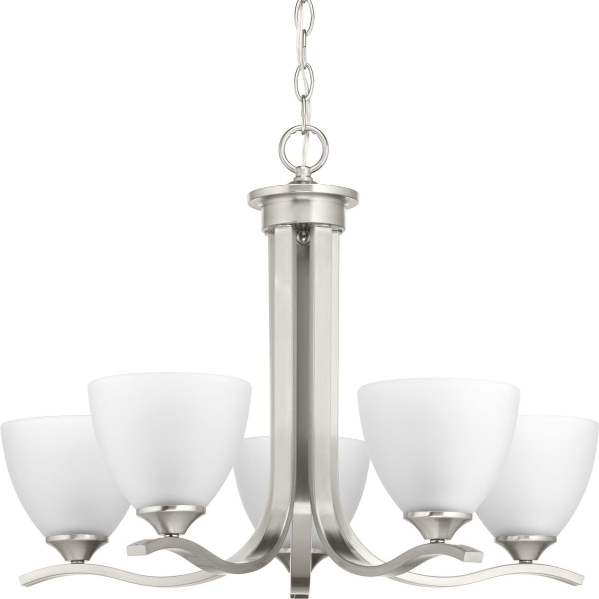 Progress Lighting Laird Collection 5-Light Etched Glass Traditional Chandelier Light Brushed Nickel