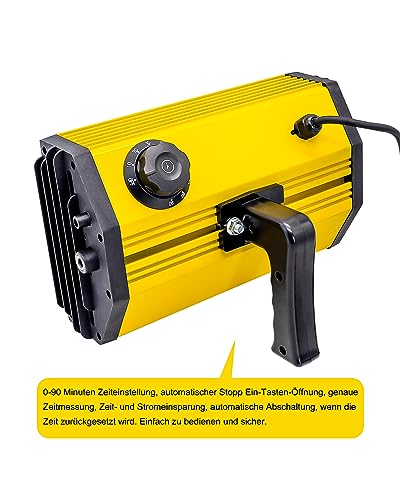 DATOUBOSS Lacktrockner Infrarot Trockner Auto 1000W Handheld Shortwave Baking Dryer Backfläche 300 * 200mm Mechanischer Timing-Infrarot-Lacktrockner Geeignet für Autolack Blechlackierung 230V