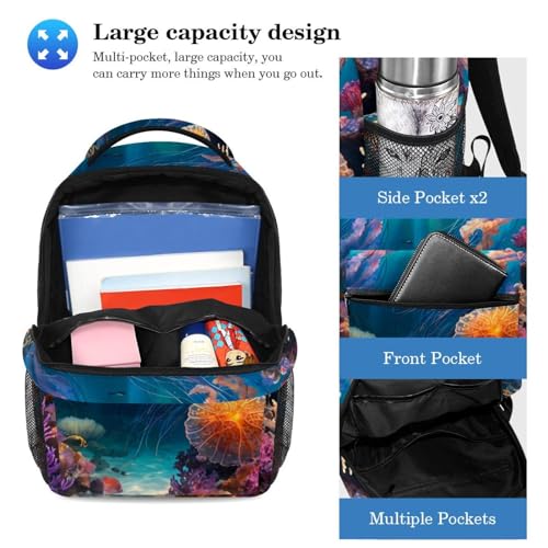 Sac d'école méduse multicolore compact 40cm pour ranger les cahiers