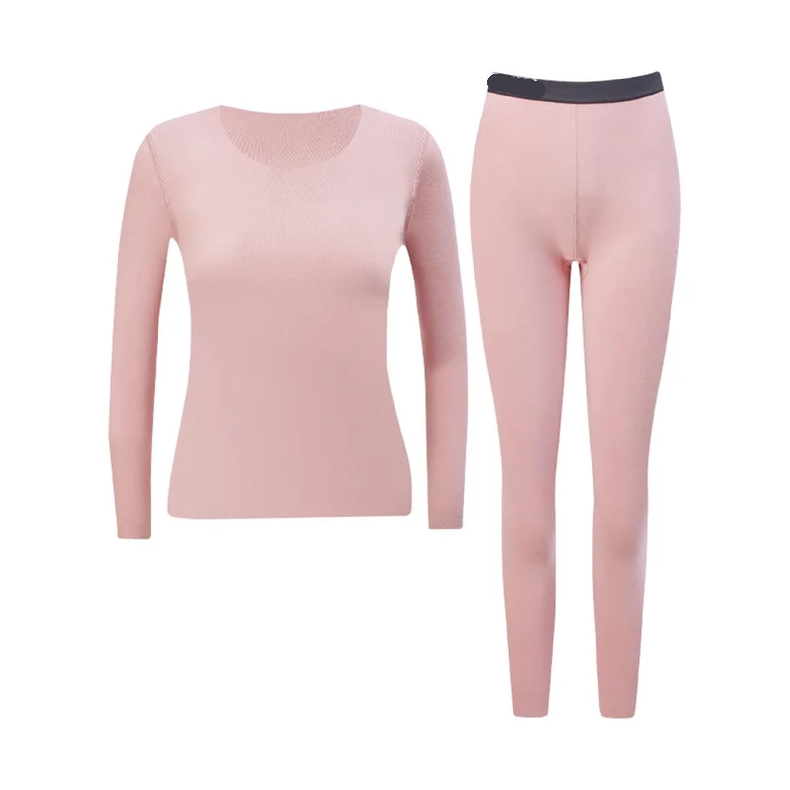 Conjunto de Ropa Interior térmica sin Costuras for Mujer, Terciopelo cálido y Liso, Base calefacción termostática for otoño e Invierno, Calzoncillos Largos para Esquí,Moto