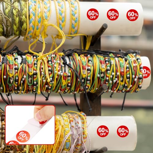 Tinoaly 2000uds Pegatinas Descuento 60%, Etiquetas Promocionales Redondas 2,5cm con 60 Por Ciento Descuento Marcadores Precio Autoadhesivos Etiquetas Venta Rebajadas para Tiendas Minoristas (Rojo) - imagen 5