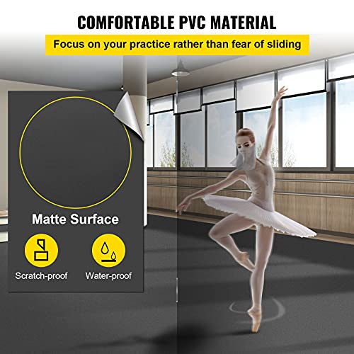 Image of VEVOR Dance Floor Roll 6.6x9.8ft, 0.06in Thick PVC Vinyl Dance Floor Mat, Black /Grey Reversible Non-Slip Dance Practice Floor for Ballet & Jazz Pop Lyrical Style