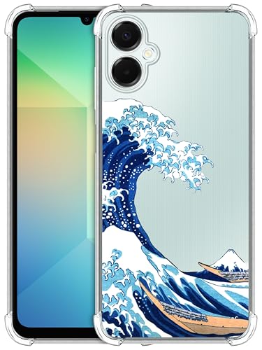 Coque Samsung A06 5G transparente silicone souple antichoc motif vague japonaise