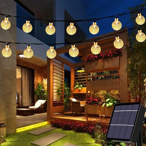 Oreunik Cadena de luces solares para exteriores, 8 modos, resistente a la intemperie, cadena de luces solares para exteriores, 7 m, iluminación de jardín, cadena de luces solares para terraza,
