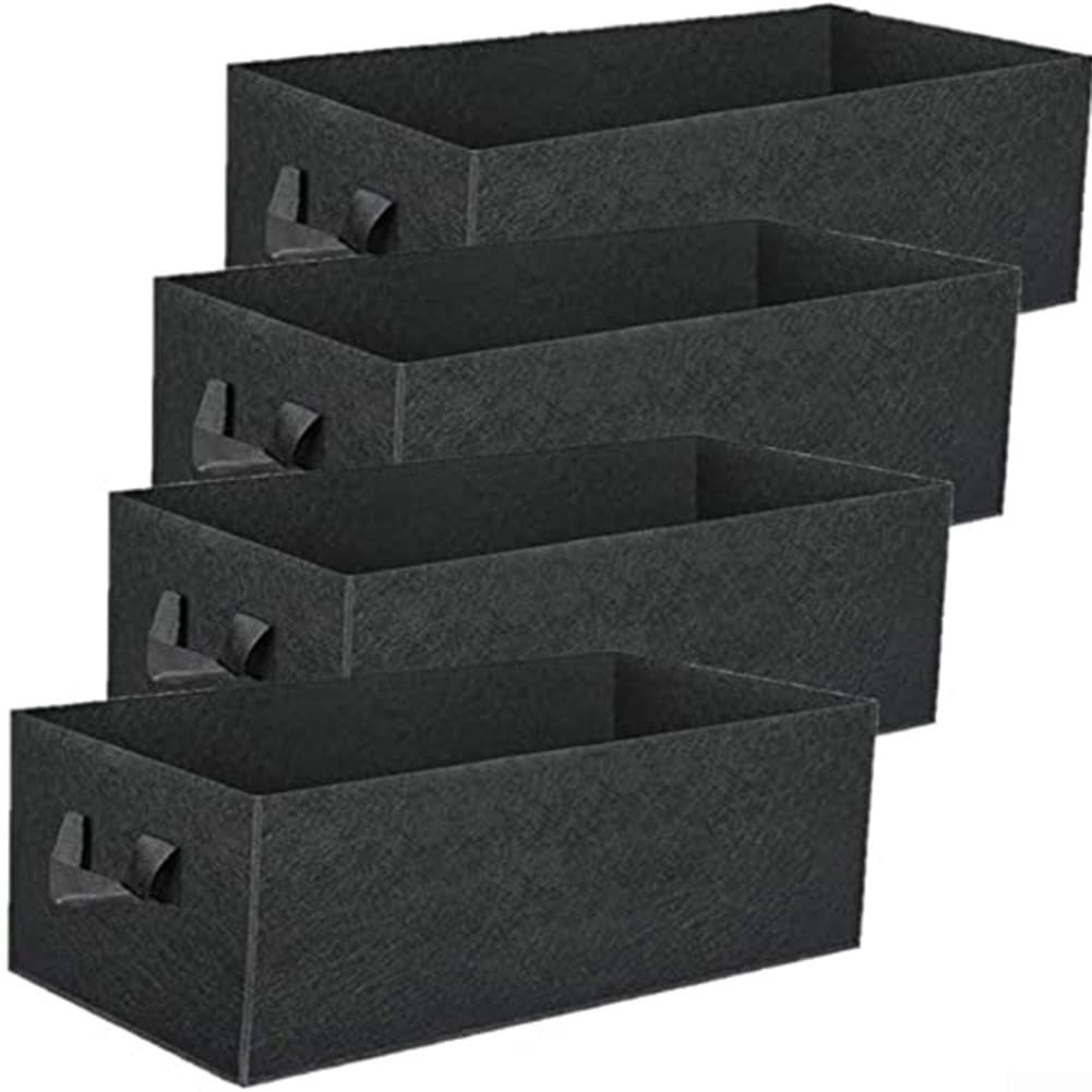 Lot de 4 sacs de plantation rectangulaires en feutre, très résistants pour l'aération des racines, pour balcon, jardin, jardinage à domicile (40 x 30 x 20 cm)