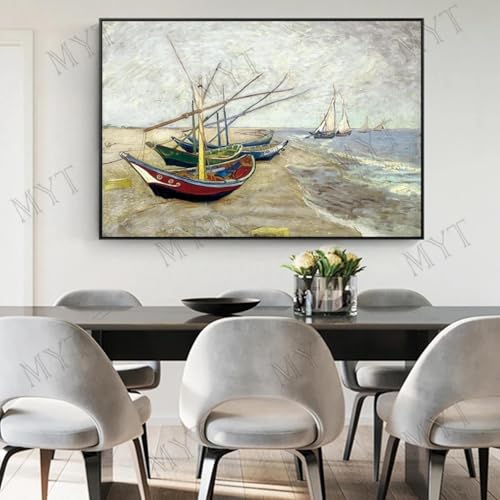 Art mural pour salon peinture abstraite sur toile paysage de bateau moderne 80x120cm