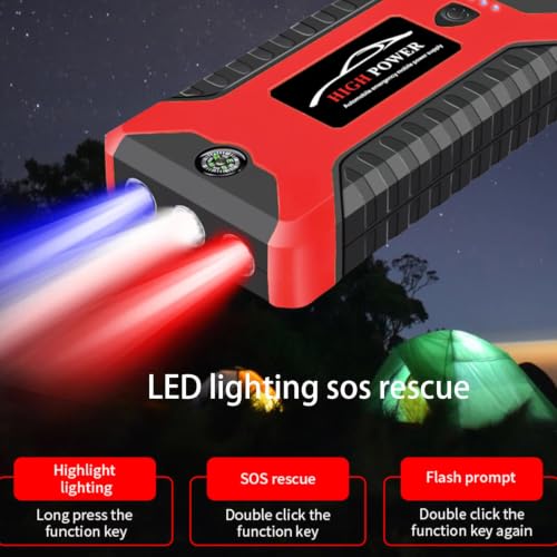 Image of Multi Function Car Jump Starter with air Pump Jumper Cables and Compass