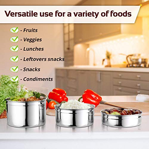Image of Signoraware Executive Stainless Steel Containers Set (200ml+350ml+500ml |Setof3| Multicolour)