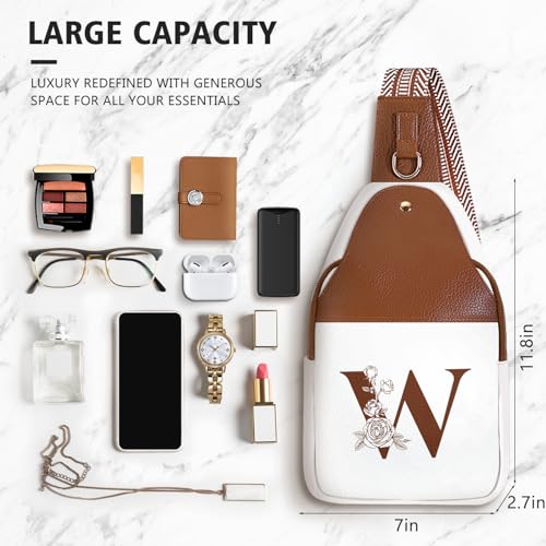 Image of Lizznoe Personalized Crossbody Bag for Women Leather Sling Bags with Initial Letter Chest Bag for Travel, Gift for Mom Wife