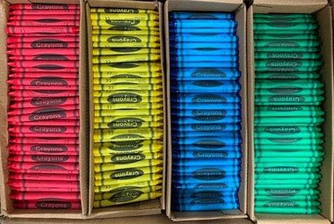 Double-Sided No-Roll Hexagonal Shape Cello Crayons - 500 Sets of 2-Packs in Cello (1,000 Bulk Crayons) Pre-Wrapped for Restaurants, Parties, Classrooms, and Events
