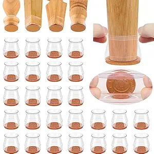 Chair Leg Floor Protectors, 32 PCS Silicone Chair Leg Protectors for Hardwood Floors, High Elastic Chair Leg Caps, Chair Leg Covers Protect Wooden Floors from Scratching, Thick, Won't Tear