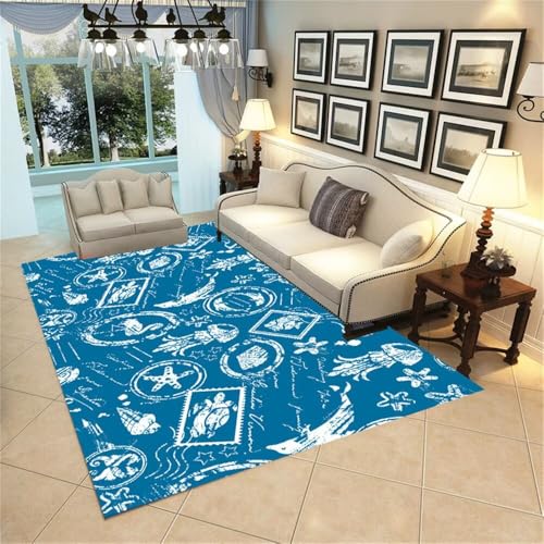 Tapis extérieur bleu 70x140 cm pour terrasse et chambre ado - 2