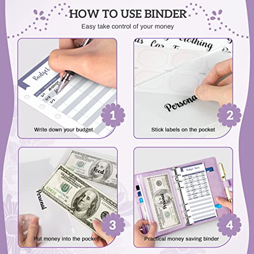 Iqihoo Budget Binder With Zipper Envelopes, Money Organizer For Cash, Budgeting, 27Pcs Sunflower Money Saving Binder, Purple #TOP4