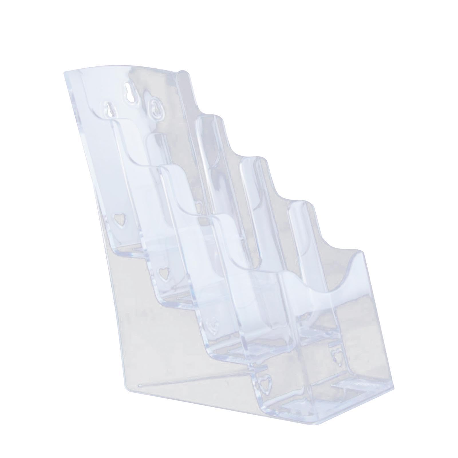 Zambuph Clear Acrylic Brochure Holder Slanted Back Non Slip Displaying Flyers Documents At Offices Schools Papers Clear Countertop Organizer Exhibition Office , , A6 4 Tier