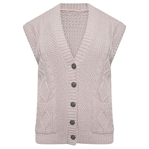 DIGITAL SPOT Womens Sleeveless Cable Knitted Cardigan Cover