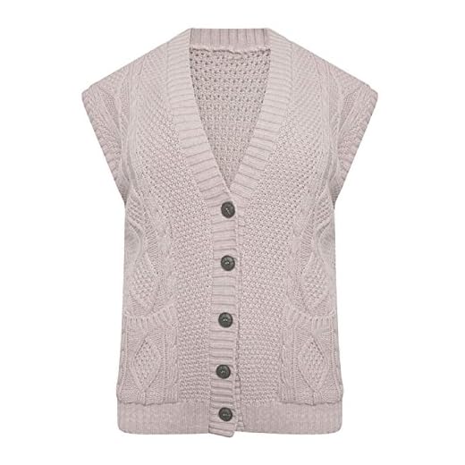 DIGITAL SPOT damkabel stickad ärmlös knapp ficka cardigan dam farfar fin väst