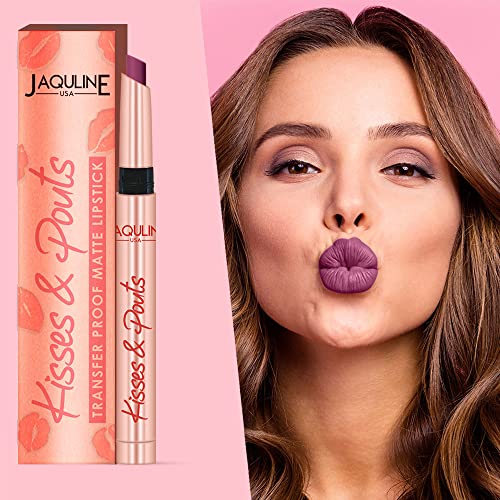 Image of JAQULINE USA Kisses & Pouts Matte Lipstick | Transfer Proof | Smudge Proof | Enriched with Vitamin E | Lightweight | High-Impact Colour | Long Lasting | 1.4g (Butterfly Kiss) (Pack of 2)