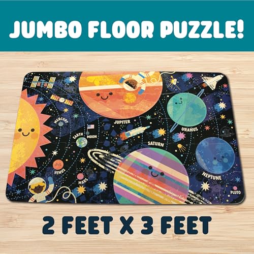Chuckle & Roar Puzzle de Piso Sistema Solar, Puzzles para Niños de 4-6 años, 50 piezas, Brilla en la Oscuridad, 24 x 36 pulgadas, Piezas Grandes para Manos Pequeñas miniatura 4