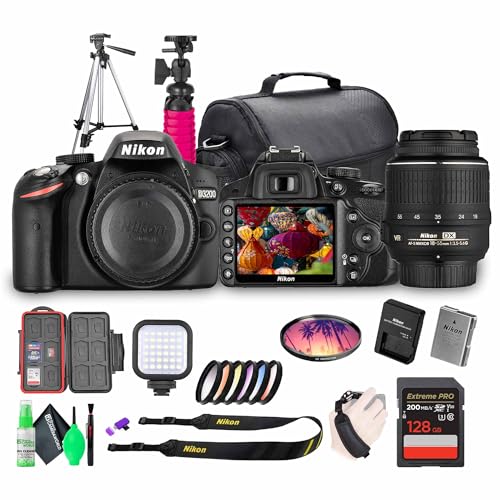 Nikon D3200 24.2MP fW^჌tJLbg 18-55mm VRY[Yt ? tHD 1080prfILv`A11|CgI[gtH[JXVXe + 72C`Or + 128GB [J[h + Job