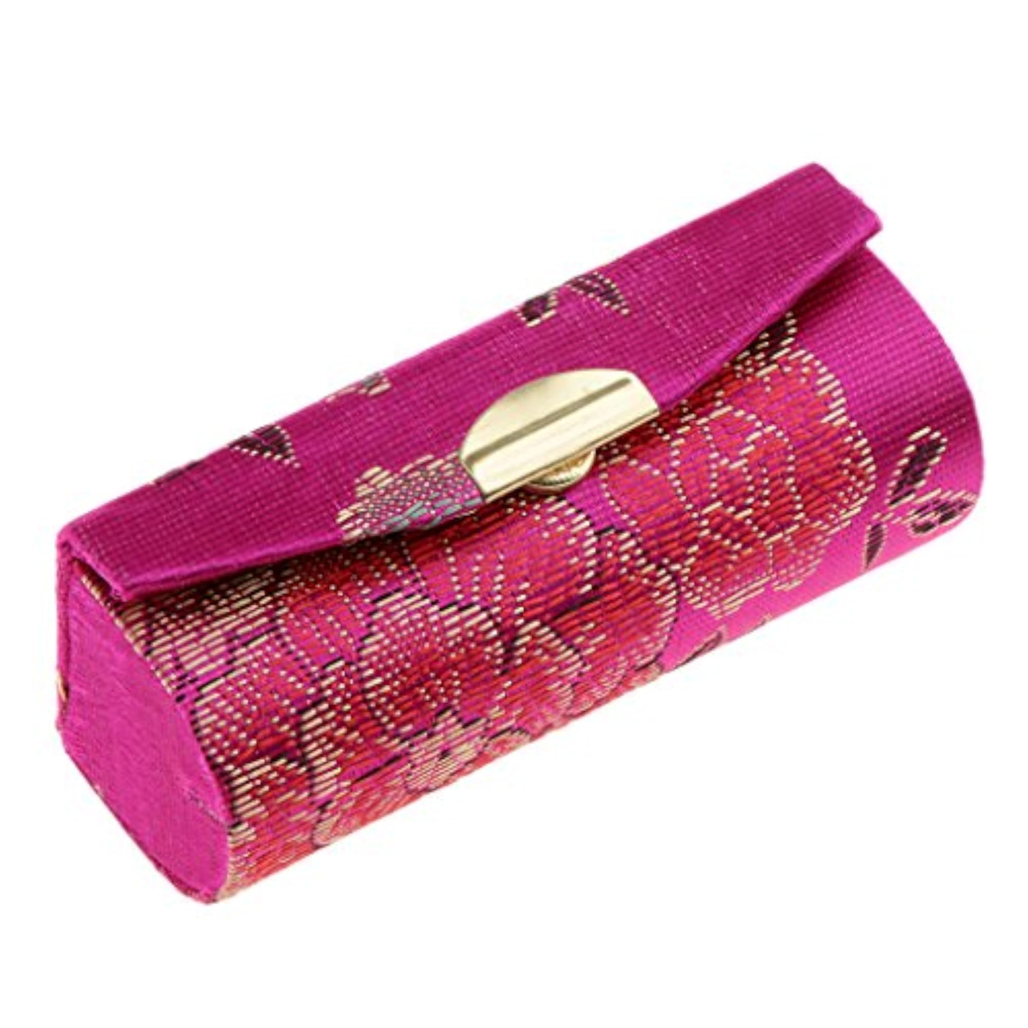Brocade Lipstick Lip Gloss Case Storage Box with Mirror, 2x5pcs