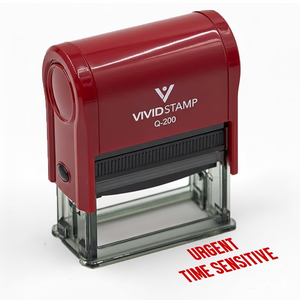 Urgent TIME Sensitive Self Inking gumowa pieczątka (czerwony tusz) - średnia