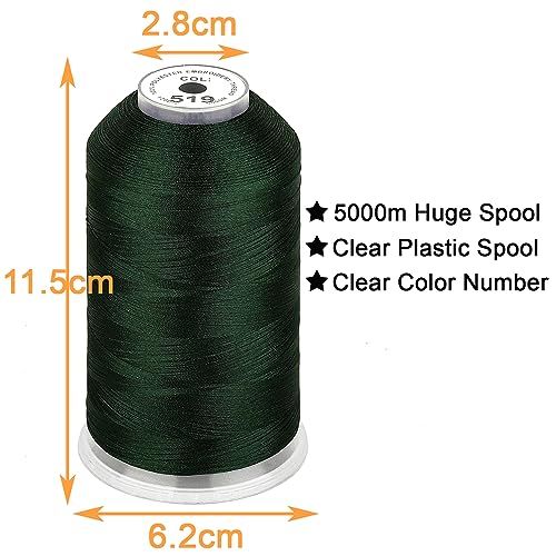 Image of New brothread - Single Huge Spool 5000M Each Polyester Embroidery Machine Thread 40WT for Commercial and Domestic Machines - Olive Green