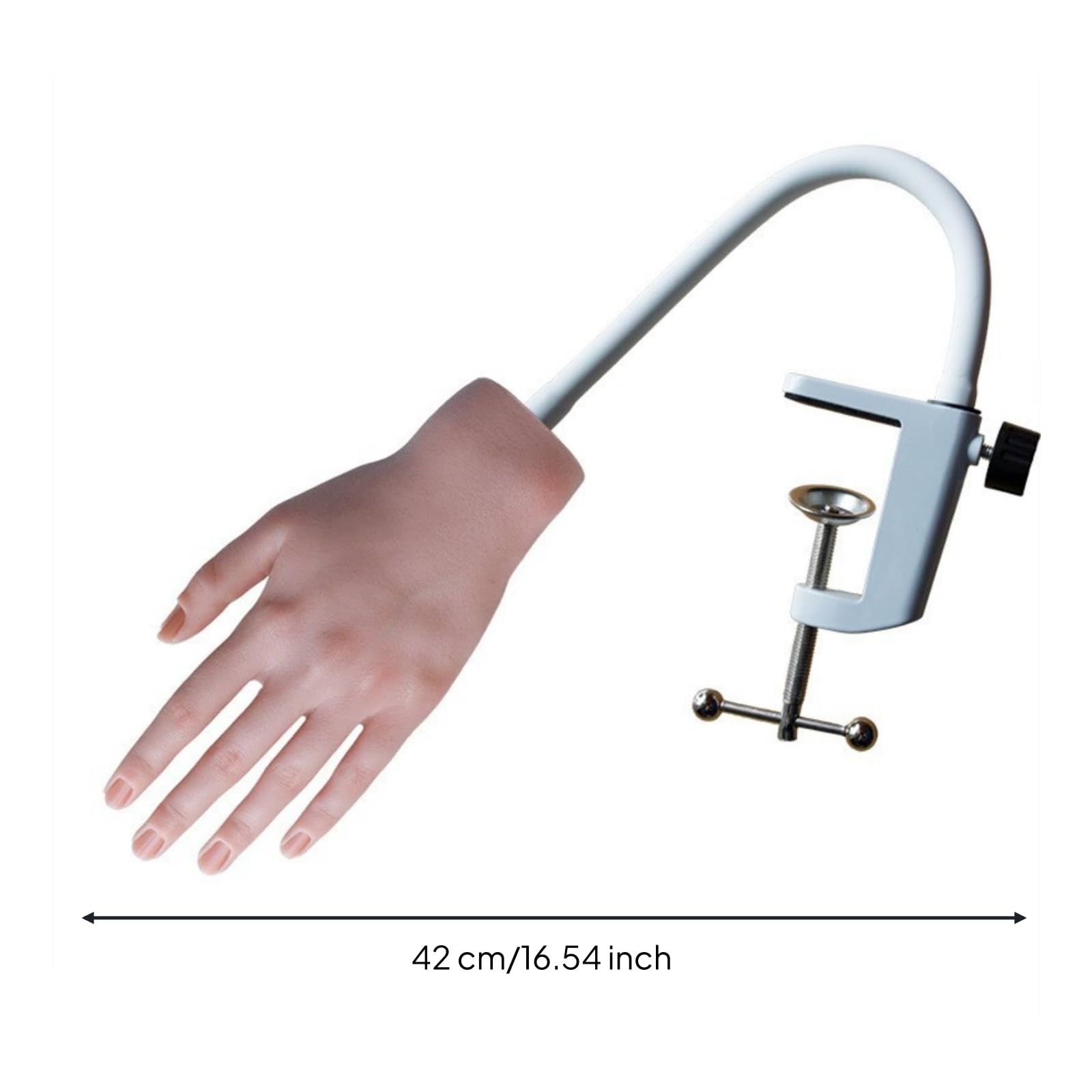 Manichino per Allenamento Unghie Mano Finta Modello Allenamento Manicure in Silicone Pieghevole con Dita Posizionabili E Fissaggio da Tavolo Adatto, Mano Sinistra