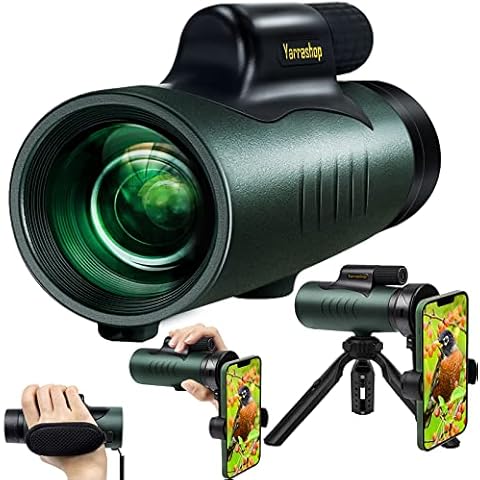 Monocular Telescope for Mobile Phone, 12x50 HD Monoculars for Adults High Powered with Smartphone Holder & Tripod, Handheld Monocular with BAK4 Prisms & FMC Lens for Bird Watching Hunting Wildlife Cover