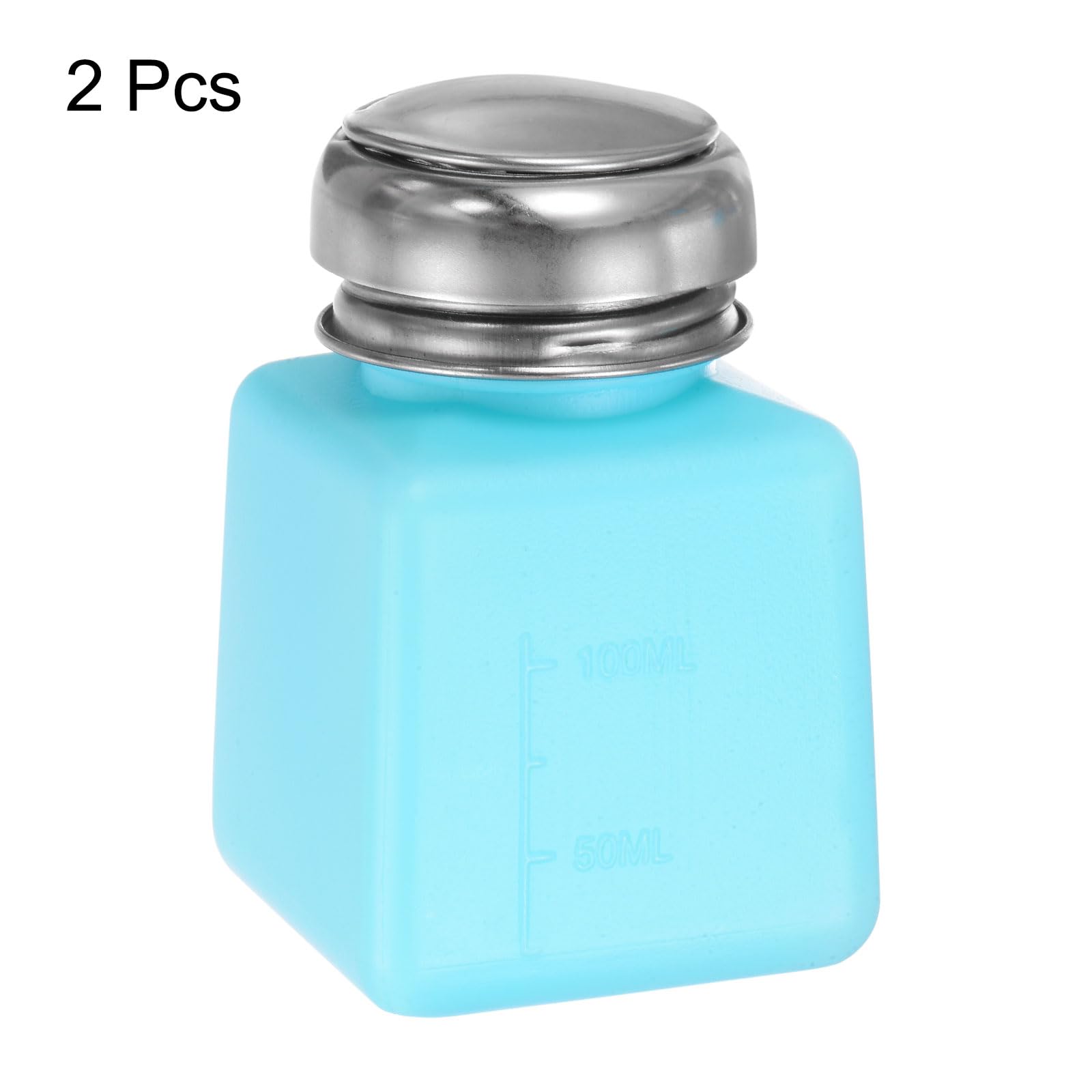 QUARKZMAN 2 szt. Dozownik rozpuszczalnika alkoholu 100 ml (3,4 uncji) Butelka z pompką dozownika płynu z uszczelnioną pokrywką ze stali nierdzewnej do środka czyszczącego Aceton, niebieski