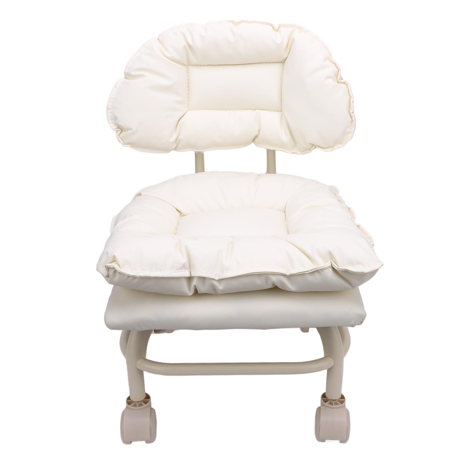 Taburete Bajo con Ruedas, Silla Baja Giratoria de PU con Respaldo, Taburete con Ruedas para Garaje | Silla Taburete | Silla Pequeña con Ruedas para Casa Oficina Salones