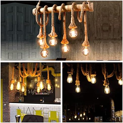 Lighting Accessories E27 Lamp Base Retro Pendant Lights Hemp Rope Pendant Lamp AC85-265V 110V 220V Industrial Lamp Vintage Decor Hanging Lamp (Color : Double Head)