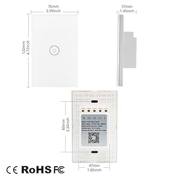GIRIER Tuya ZigBee Smart Light Switch EU US, Touch Panel Wall Switch 1 2 3 Gang, Works With Alexa Hey Google, Wiring Optional