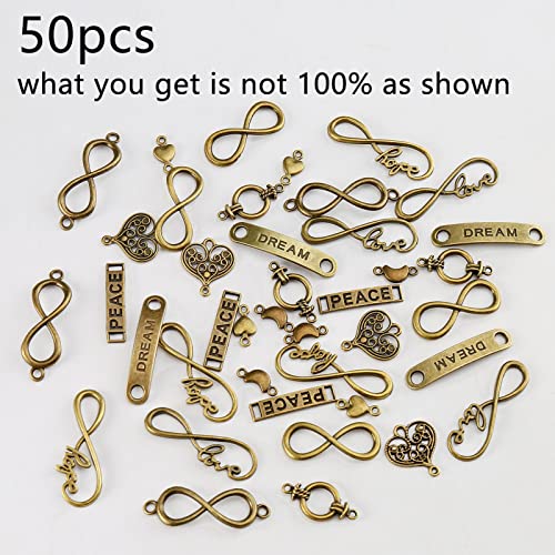 HERZWILD Jewellery Connector Heart Metal 50 Pieces Mixed Charms Pendant Set DIY Jewellery Pendant Infinity Sign Pendant DIY Crafts Charms Pendant (gutong-lianjiediaozhui) - Image 2