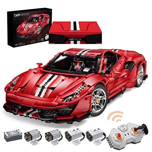OWAHO 1: 8 Technologie Technik Ferrari 488 Pista Sport Car Building Blocks Modell, 3187 Teile Klemmblöcke…