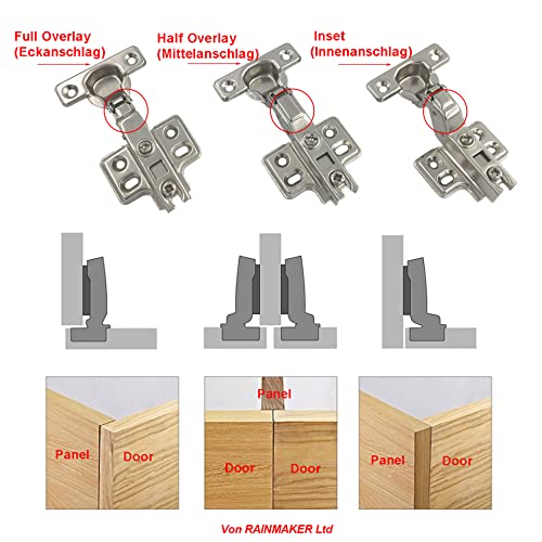 LOOTICH 90 Degree Inset 26 mm Soft Close Hinge with Hydraulic Damper for Kitchen Cabinet Cupboard Wardrobe Light Door Automatic Hinges with Cushioning Pack of 4 with Drilling Template - Image 4