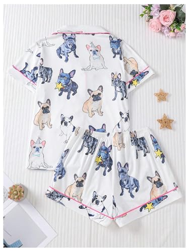 Image of Floerns Women's Floral Pajamas Notch Collar Print Sleepwear Two Piece Pajama Set
