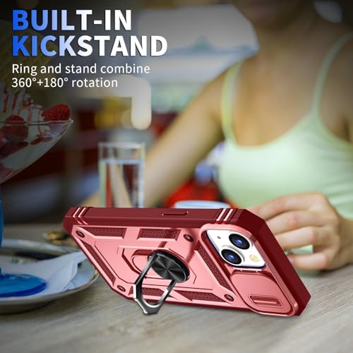 Coque iPhone 15 rose antichoc avec protège-objectif coulissant - 2