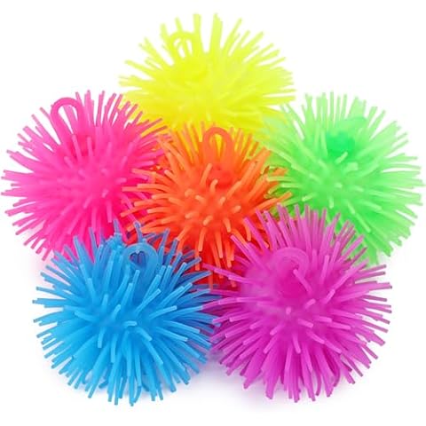 POPLAY 6 PCS Puffer Balls, Colorful Spiky Balls Sensory Game Stress Toys Stress Relief Balls for Kids Classroom Prizes Party Favors Cover