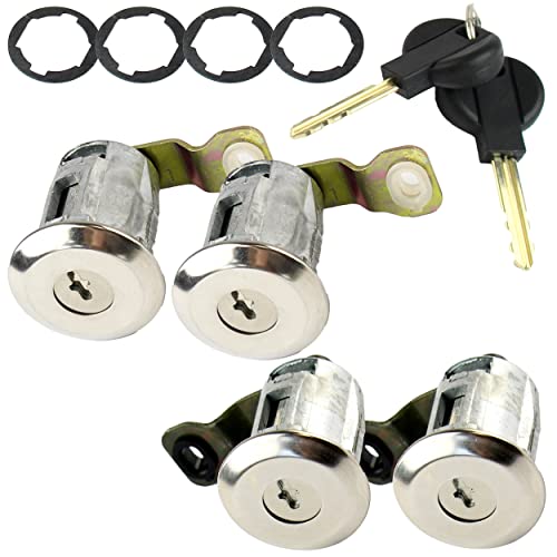 STARKIT PERFORMANCE Lot de 4 serrures de porte pour Citroën Berlingo 1 et Peugeot Partner 1 (1996-2008) avant gauche, avant droit, porte latérale et porte arrière battante. Vendu avec double de clés Cover