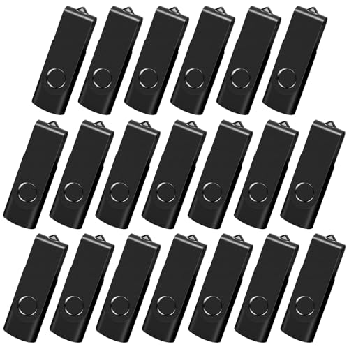 AreTop 16GB 20 Pack USB Flash Drive, Bulk USB 2.0 Thumb Drive Swivel Memory Stick Jump Drives Pen Drives for Storage and Backup (20 Pack 16GB, Black)