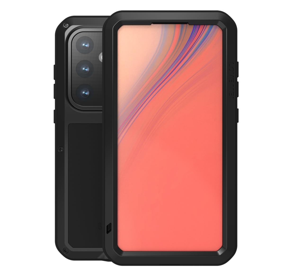 LOVE MEI Funda compatible con Samsung Galaxy S24 FE, deportes al aire libre, militar, resistente, a prueba de golpes, a prueba de polvo, aluminio híbrido, metal, silicona y vidrio templado (negro)