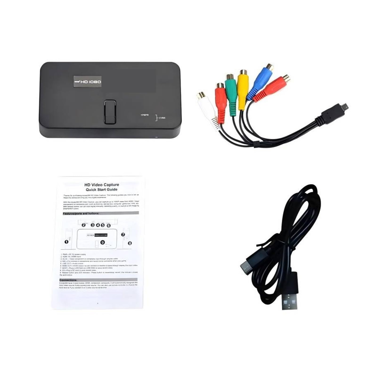 Tarjeta de Captura de Video de 1080P con Disco Flash USB, Caja de grabación de Juegos, Grabador de Video para transmisión de Juegos y grabación de múltiples Fuentes