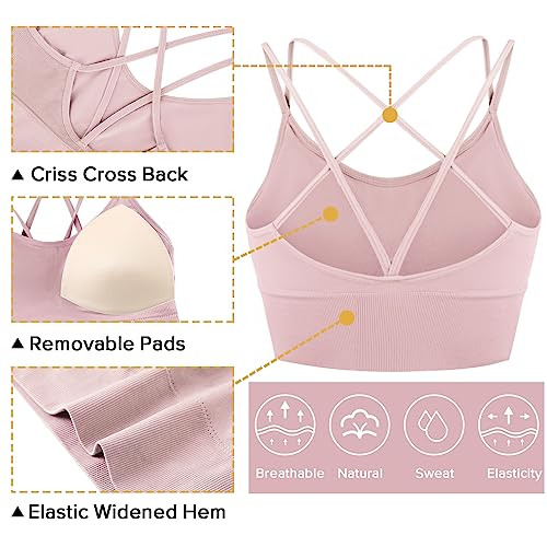 Image of Sykooria 3 Pack Strappy Sports Bra for Women Sexy Crisscross for Yoga Running Athletic Gym Workout Fitness Tank Tops