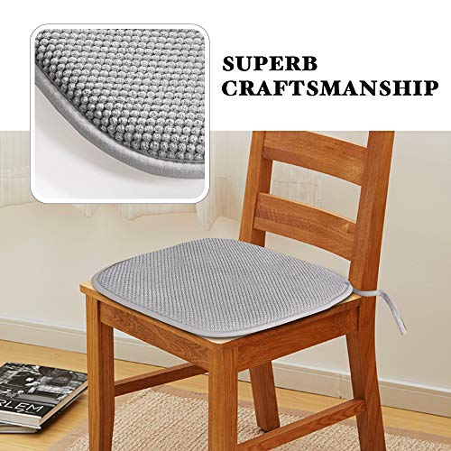 H.VERSAILTEX Chair Cushion Memory Foam Chair Pads with Ties Honeycomb Pattern Nonslip Rubber Back Rounded Square 16