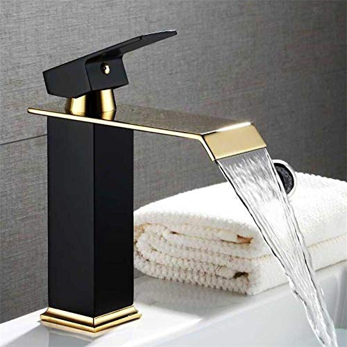 Robinet de Salle de Bain en Laiton cascade luxe or noir mitigeur
