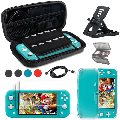 Fundas para Nintendo Switch Lite, 17en1 Estuche Kit de Accesorios para Nintendo Switch Lite con Case Gruesa, Película Templada, Tapas para Joystick...