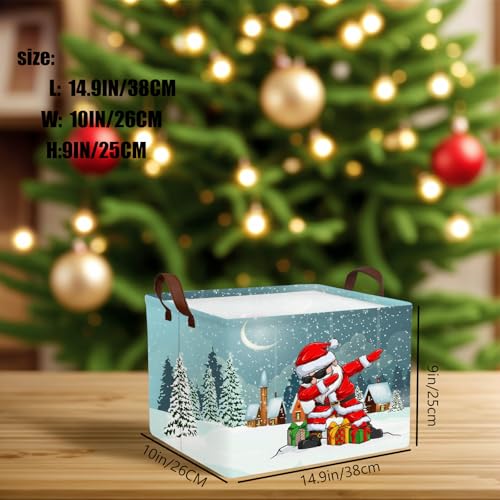Image of Empty Large Christmas Basket for Gifts Women Collapsible Storage Bin Kids Toy Box Holiday Decor (Personalized Dancing Santa Claus)