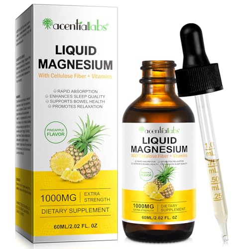 Magnesium Glycinate Supplement Natural Magnesium Drops Taurate Cellulose Fiber for Cortisol Sleep Stress Muscle Brain Nerve Health-Sugar Free