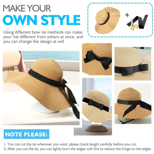 Joylivecy Beach Hats For Women, Foldable Sun Hat Womens Uv Protection, Boho Wide Brim Hats For Women, Floppy Straw Paper Visor Hat Khaki #TOP4