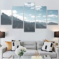 SIGNWIN 5 Panel Canvas Wall Art Modern Art Expressive Farmhouse/Country Landscape Mountain Top Multicolor Photography for Home Decorations Ready to Hang - 60